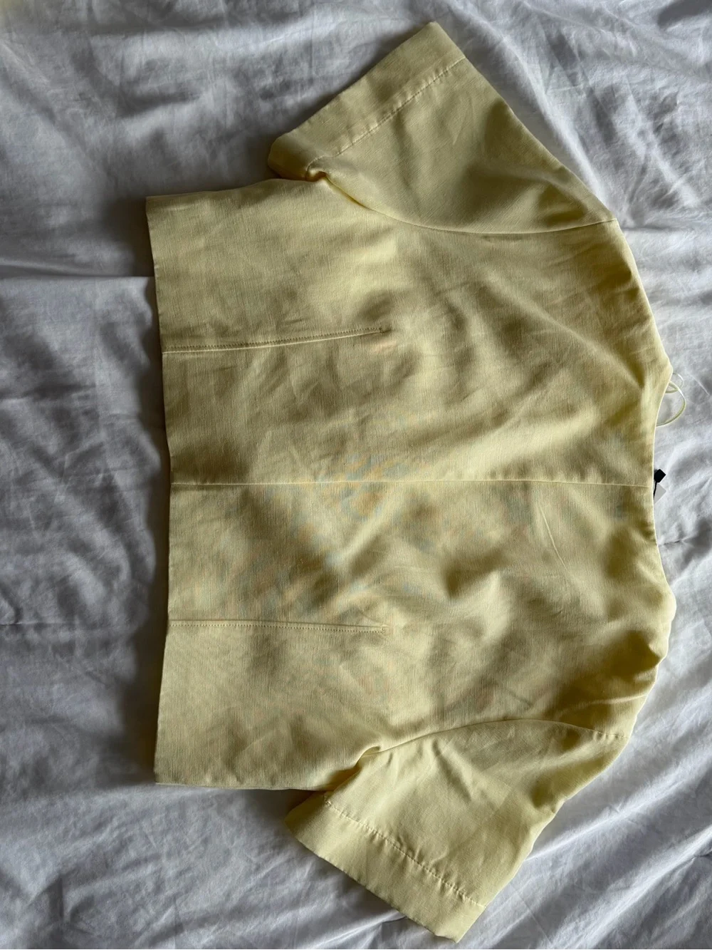 Zara Butter Yellow Linen Blend Co-Ord Set Size L NWT Button Top Mini Skirt - Picture 13 of 16